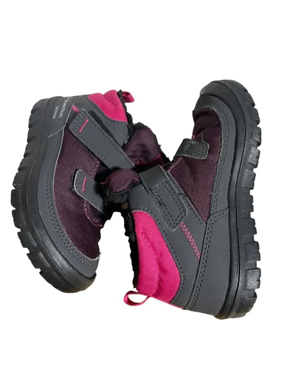 Quechua SH100 Junior Waterproof Warm Winter Boots Size 10.5C Pink & Gray